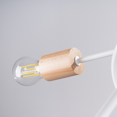 Deckenleuchte Kronleuchter Spider Pendelleuchte 5x E27 Naturholz Weiß Ember Pfirsich Puff SL.1475 Sollux