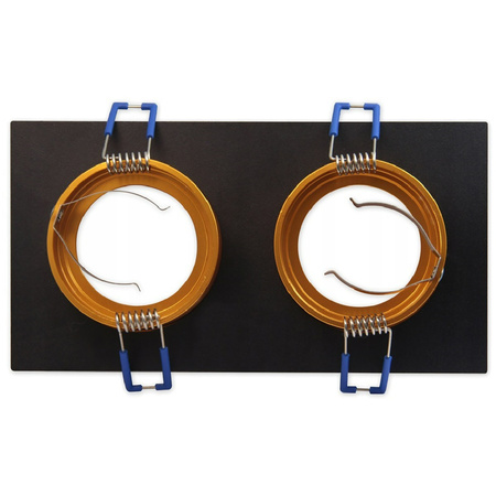 SPOT 2xGU10 rechteckige schwarzgoldene Doppeleinbauleuchte