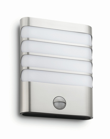 LED-Gartenwandleuchte RACCOON IR myGarden 3W 2700K IP44 mit Bewegungs- und Dämmerungssensor Silber PHILIPS