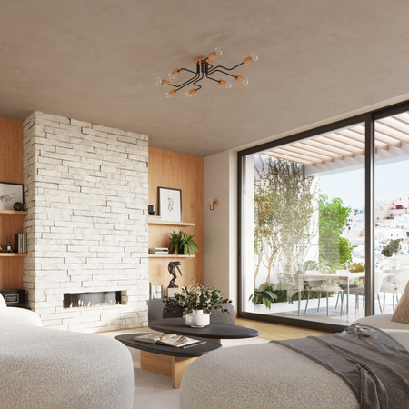 Kronleuchter Deckenleuchte 4x E27 Naturholz Schwarz Timbo Peach Puff SL.1669 Sollux