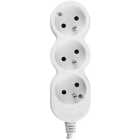 Netzverlängerungskabel Geerdete Steckdosenleiste 3 Steckdosen 1.5m Weißes Kabel Lendo Lumiled