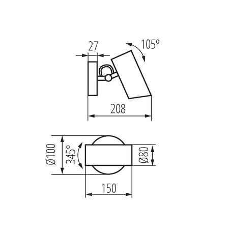 Wand- und Deckenleuchte AGZAR EL E14 Schwarz KANLUX