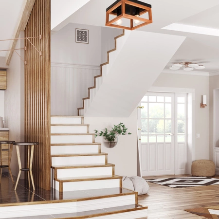 VILLY Deckenleuchte 2xE27 Schwarz aus Holz LM - 2.175 Lamkur