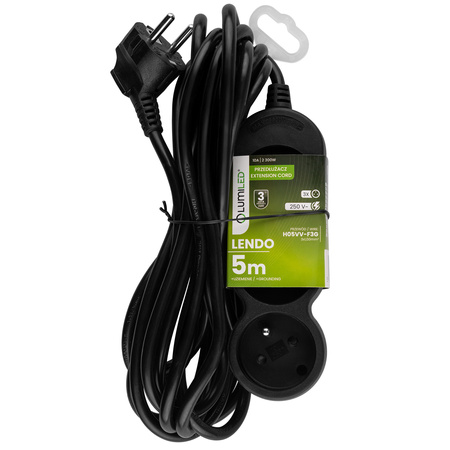 Netzverlängerungskabel geerdete Steckdosenleiste 3 Steckdosen 5m schwarzes Kabel Lendo Lumiled