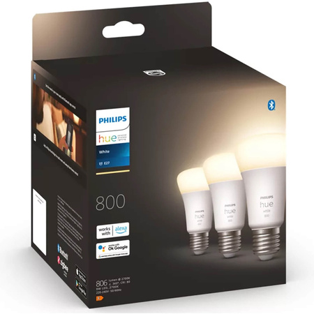 3PAK LED-Lampe E27 A60 9W 2700K Warm PHILIPS HUE Weiß Bluetooth Zigbee