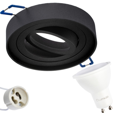 HALOGEN Einbaustrahler Tuba Spot, beweglich GU10 Rund Schwarz 20mm MIDI + LED GU10 10W 4000K LUMILED