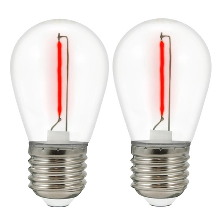 LED Lampen E27 FILAMENT 0,3W Rot für PARTY GOLDLUX Girlande (Polux) SET MIT 2 STÜCK.