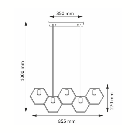 Dekorative Pendel-Deckenleuchte 5x E27 Schwarz Gold Honig Sanico Goldlux