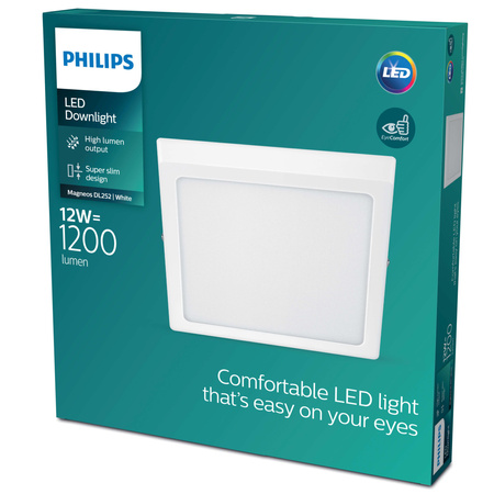 Plafond Panel LED-Oberflächen-Deckenleuchte MAGNEOS 12W 2700K 21cm weißes Downlight-Quadrat PHILIPS
