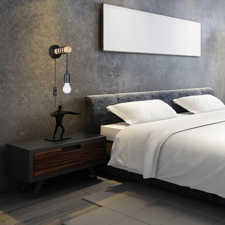 Spot E27 Hängelampe Schwarz Braun mit Eos Masterled Schalter