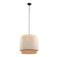 BOHO NATURE Hängende Deckenleuchte Rattan Hanging Schwarz und Beige Boho Style E27 6301 TK Lighting