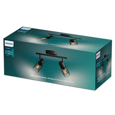 Reflektor-Deckenleuchte 2x E14 Schwarz Palmen Philips