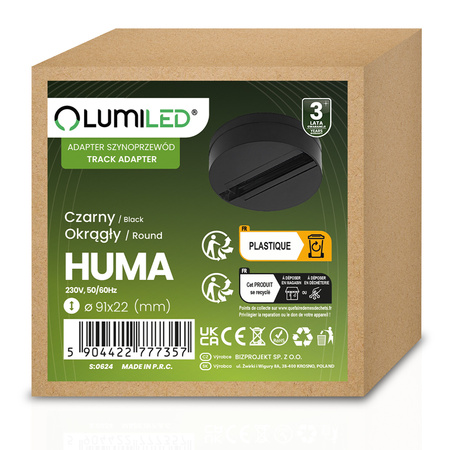 Gerader Steckverbinder für 1-Phasen-Stromschienen-System Schwarz LUMILED