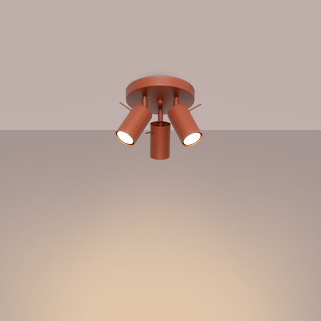 Tuba Spot Decke Plafond Lampe 3x GU10 Ocker Rot Ring Bittersweet Shimmer SL.1509 Sollux
