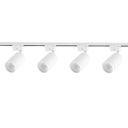 Beleuchtungsschienen-Set 2m Schiene + 4 xGU10 LED-Schienenstrahler WEISS mit Zierring