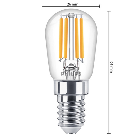 LED-Kerzenlampe E14 S26 1W = 12W 110lm 2700K Wärme 270° Filament PHILIPS