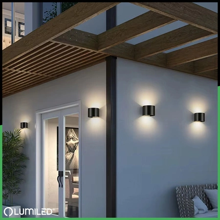 Garten Wandleuchte LED G9 Verstellbar Rund Oben Unten Schwarz PYXIS LUMILED