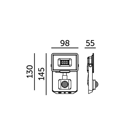 LED-Flutlicht 10W 800lm 6000K IP44 Schwarz mit Bewegungssensor LED2B KOBI MHC