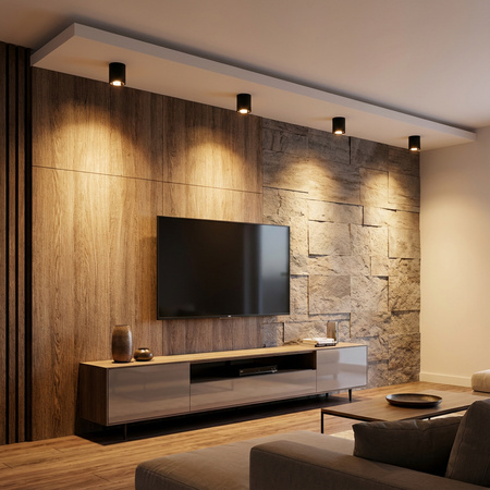 Aufbauleuchte E27, Aufbauspot Runde Tube Schwarz Fest APUS 10 LUMILED