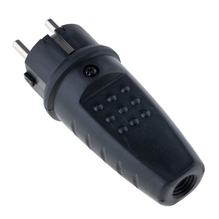 Gummi-Netzstecker 16A 230V IP44 gerade mit Erdung hermetischer Uni-Schuko