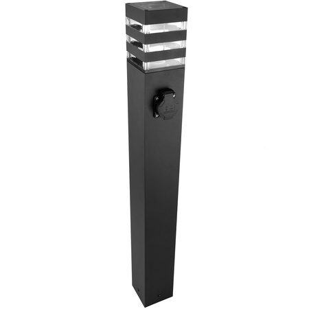 Gartenleuchte E27, Außenstehleuchte Pollerleuchte mit Steckdose 80cm TAXUS 2 LUMILED