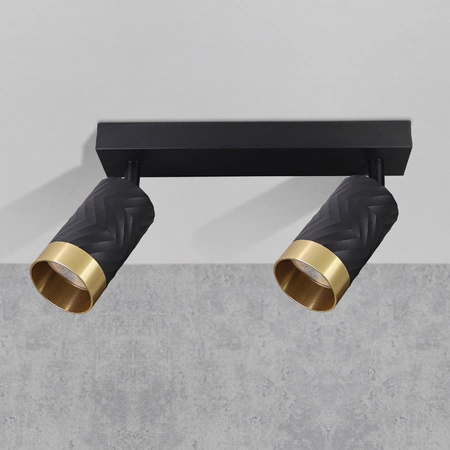Wand- &amp; Deckenstrahler 2x GU10 Schwarz Gold ARRAS Sanico Goldlux
