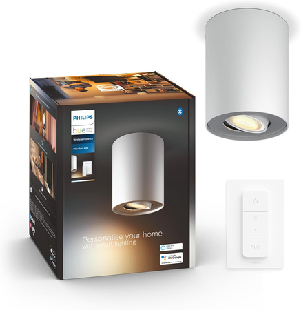 LED Spot Pillar Weiß 4.2W CCT PHILIPS HUE Bluetooth Zigbee Deckenleuchte + Dimmschalter