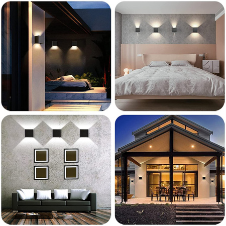 LED-Gartenwandleuchte 2x4W 3000K Nach oben und unten verstellbar Schwarz RIKO KOBI