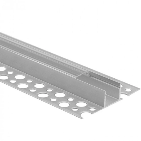 LED-Anbauprofil aus Aluminium für Gipskarton / Gipskarton 2m mit transparentem Diffusor und Ecolight-Endkappen