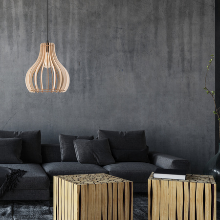 TUCCI E27 Schwarze Pendelleuchte aus Holz LM-1.229 Lamkur