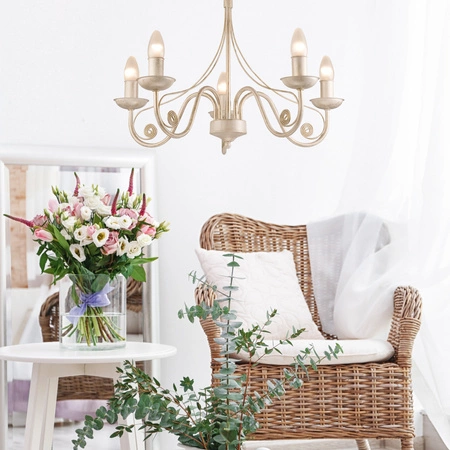 DONATO Hängelampe 5xE14 Kronleuchter Weiß Klassisch LM-5.29 Lamkur