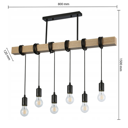 Masterled Deckenleuchte 6x E27 Schwarz Braun Nido Pendelleuchte