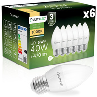 6x LED Lampen E27, B35 Glühbirne 5W = 40W 470lm 180° 3000K warm LUMILED