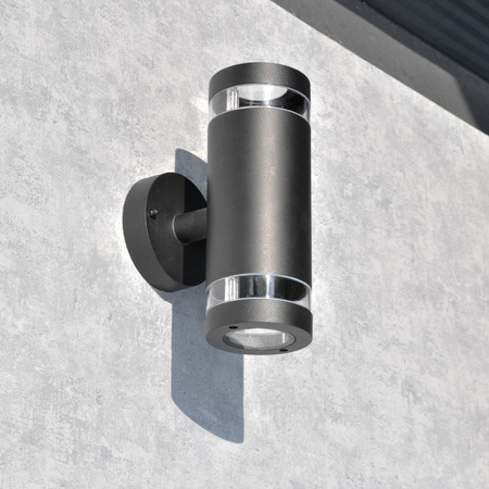 Wandleuchte Außenfassadenleuchte 12W GU10 Schwarz IP54 Rino Sanico Goldlux