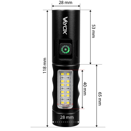 Wiederaufladbare LED-Taschenlampe Classic 5W 250lm Handheld Power LED + SMD VA0184 VAYOX