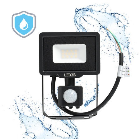 LED-Flutlicht 10W 800lm 4000K IP44 Schwarz mit Bewegungssensor LED2B KOBI MHC