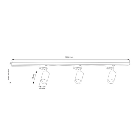 Aluminium 1-Phasen-Reflektorschienen-Kit + 3x GU10 Reflektor Gold MARIBEL Sanico Goldlux