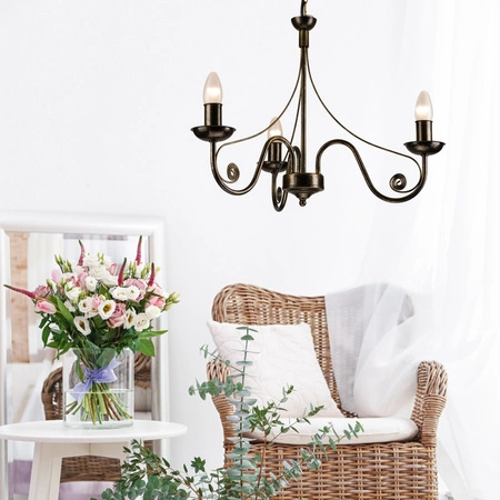 DONATO Hängelampe 3xE14 Kronleuchter Schwarz Klassisch LM-3.29 Lamkur