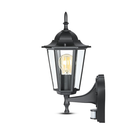 Gartenlampe Wandleuchte E27 mit Bewegungssensor Mattschwarz VT-751 V-TAC