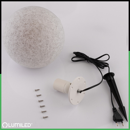 Gartenleuchte E27, Steinkugel 20cm IP65 LUMIKULA LUMILED