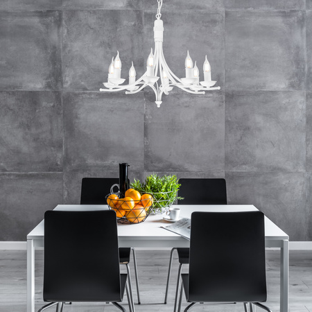 LUCY Decke Pendelleuchte 8xE14 Kronleuchter Weiß Klassisch LM-8.153 Lamkur