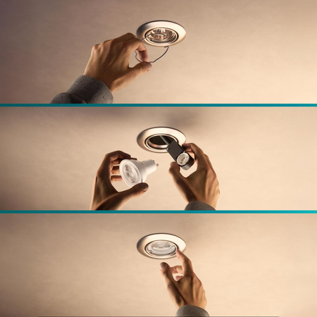 3x LED GU10 Einbauleuchte Aluminium Rund Nickel Peridot Philips