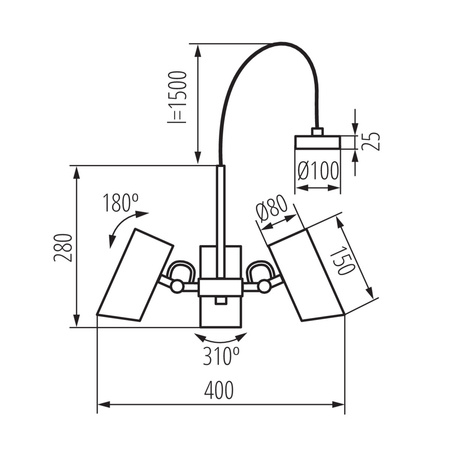 AZGAR Hängeleuchte 3x E14 5W Schwarz KANLUX