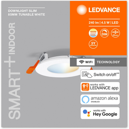 LED-DOWNLIGHT 4.5W 240lm CCT 8.5cm SMART+ WIFI LEDVANCE Einbau-Panel-Leuchte