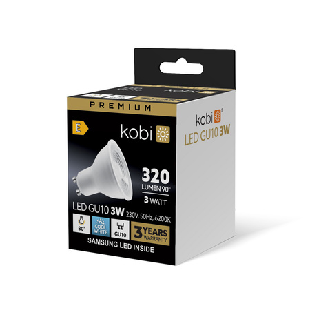 LED GU10 Reflektor Birne 3W 270lm 6200K Kalt 80° Premium Kobi
