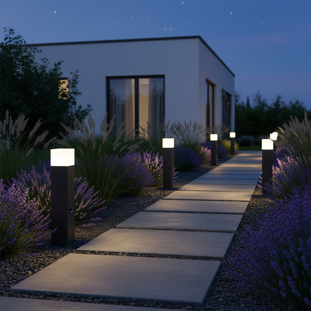 LED-Gartenlampe E27 NEW YORK TUBA Mast 44cm mit Sensor - GOLDLUX (Polux)