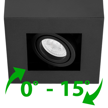 Halogen-Aufbauleuchte GU10, Aufbauspot beweglich Quadrat Schwarz AURI LUMILED