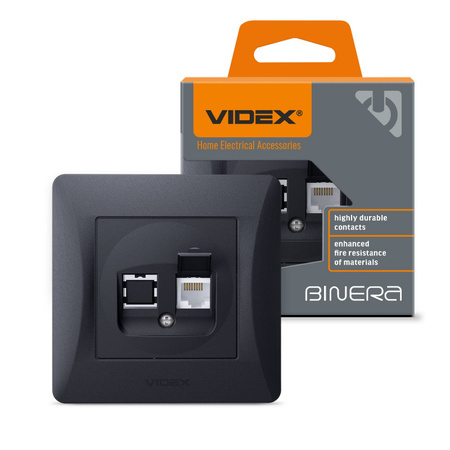 Einzelne RJ45 Unterputz-Computersteckdose schwarz BINERA VIDEX
