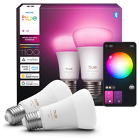 2x LED-Glühbirne E27 A60 8.1W = 75W 1100lm 1800-20000K CCT + RGB SMART Smart Bluetooth ZigBee Weiß und Farbe Ambiance Philips HUE