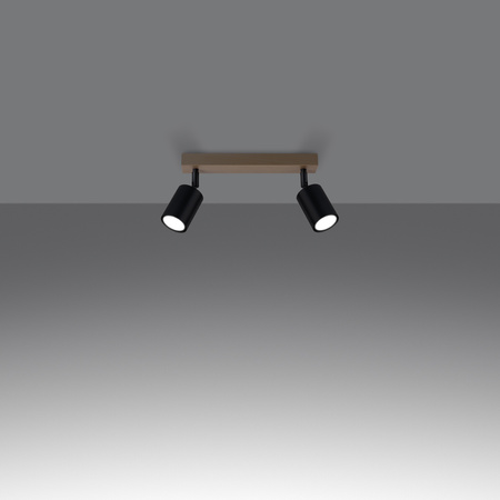 VERDO 2 2xGU10 Schwarz Holz Modern SOLLUX Deckenleuchte